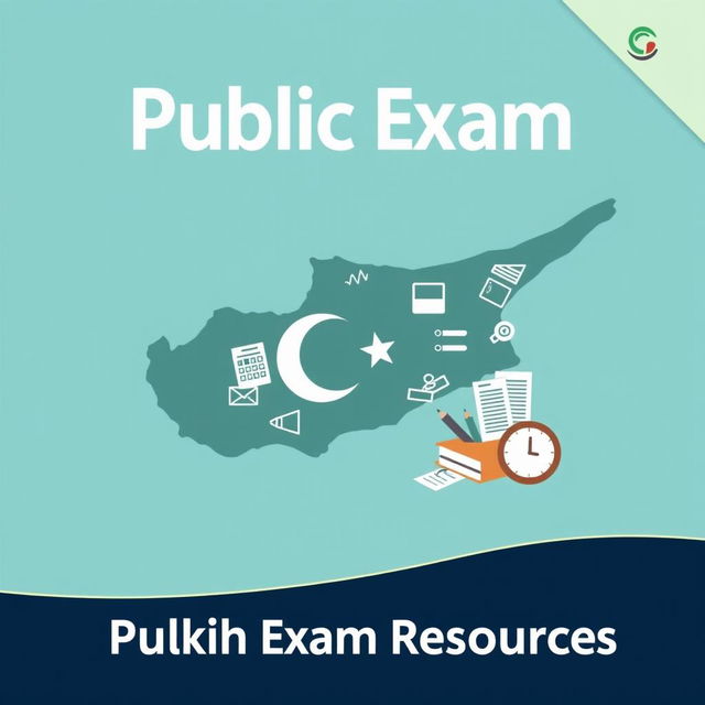 A front cover design focused on public exam resources, featuring a silhouette or caricature of the map of the Turkish Republic of Northern Cyprus (KKTC) as the main background element