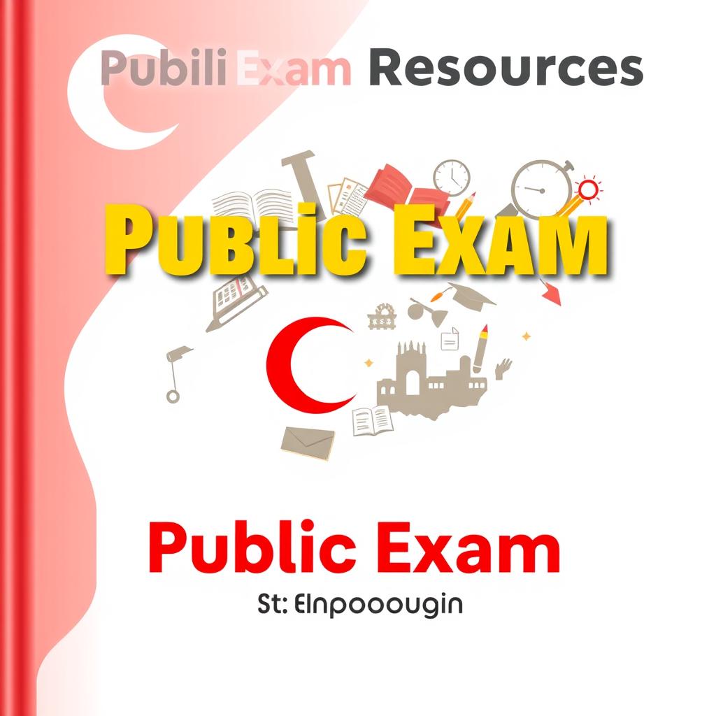 A front cover design focused on public exam resources, featuring a silhouette or caricature of the map of the Turkish Republic of Northern Cyprus (KKTC) as the main background element