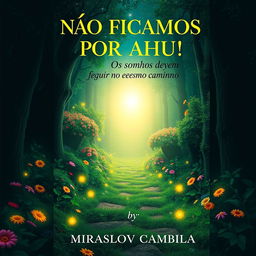 A visually striking book cover for "NÃO FICAMOS POR AQUI" featuring the subtitle "Os sonhos devem seguir no mesmo caminho" by Miraslov Cambila