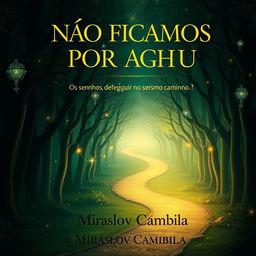 An enchanting book cover for "NÃO FICAMOS POR AQUI," featuring the subtitle "Os sonhos devem seguir no mesmo caminho" by Miraslov Cambila