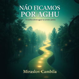 An enchanting book cover for "NÃO FICAMOS POR AQUI," featuring the subtitle "Os sonhos devem seguir no mesmo caminho" by Miraslov Cambila