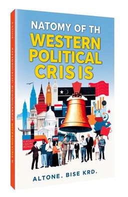 A thought-provoking book cover for 'Anatomy of the Western Political Crisis', featuring a striking visual representation of Western democracy