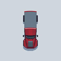 A futuristic truck designed in pixel art style, featuring a minimalist design