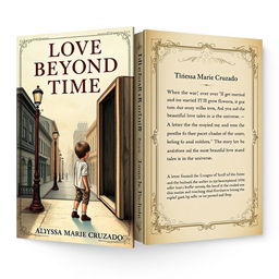 A book cover design inspired by the year 1894, centering around a time travel theme, featuring both the front and back covers distinctly illustrated