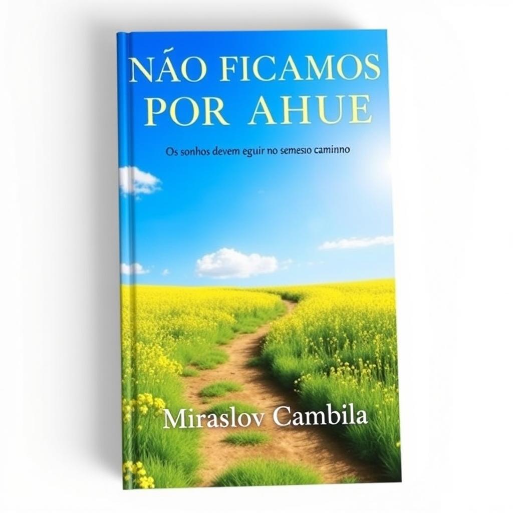 A captivating book cover for "NÃO FICAMOS POR AQUI" featuring the subtitle "Os sonhos devem seguir no mesmo caminho" by Miraslov Cambila