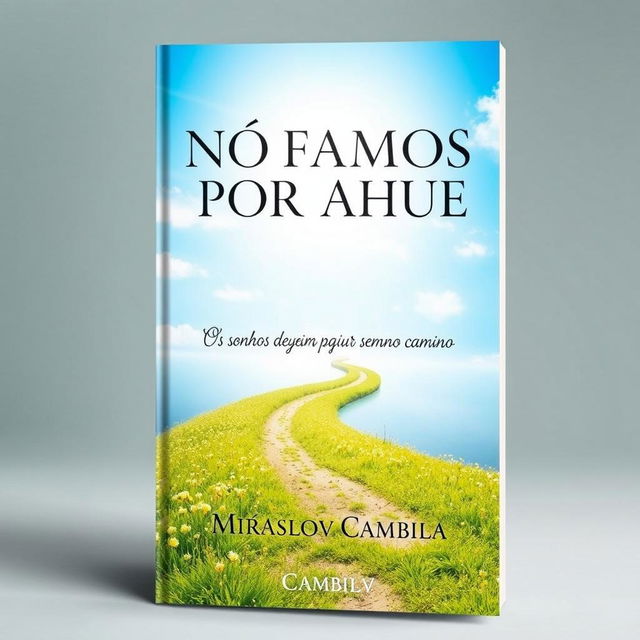 A captivating book cover for "NÃO FICAMOS POR AQUI" featuring the subtitle "Os sonhos devem seguir no mesmo caminho" by Miraslov Cambila