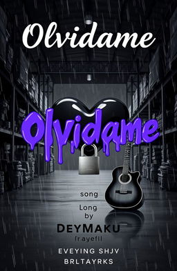 A cover art for a song titled 'Olvidame' by the artist DeyMarKu, featuring a melting paint style font in shades of purple and black