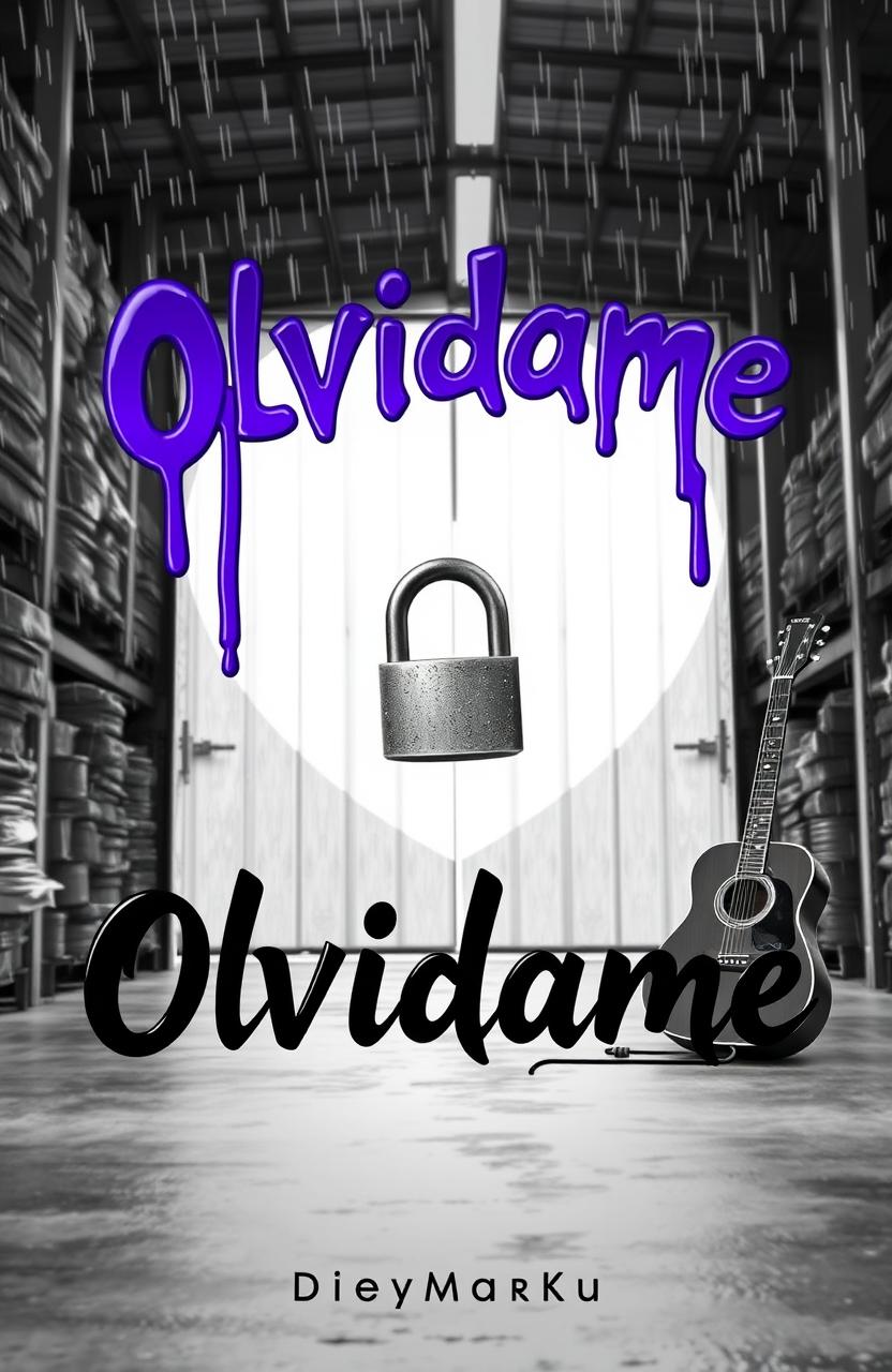 A cover art for a song titled 'Olvidame' by the artist DeyMarKu, featuring a melting paint style font in shades of purple and black