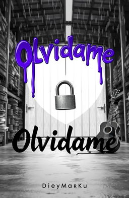 A cover art for a song titled 'Olvidame' by the artist DeyMarKu, featuring a melting paint style font in shades of purple and black