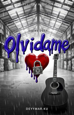 A cover art for a song titled 'Olvidame' by the artist DeyMarKu, featuring a melting paint style font in shades of purple and black