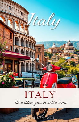 A beautiful and scenic representation of Italy, featuring iconic landmarks such as the Colosseum, gondolas in Venice, and rolling hills of Tuscany