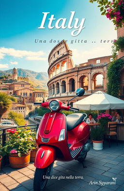 A beautiful and scenic representation of Italy, featuring iconic landmarks such as the Colosseum, gondolas in Venice, and rolling hills of Tuscany