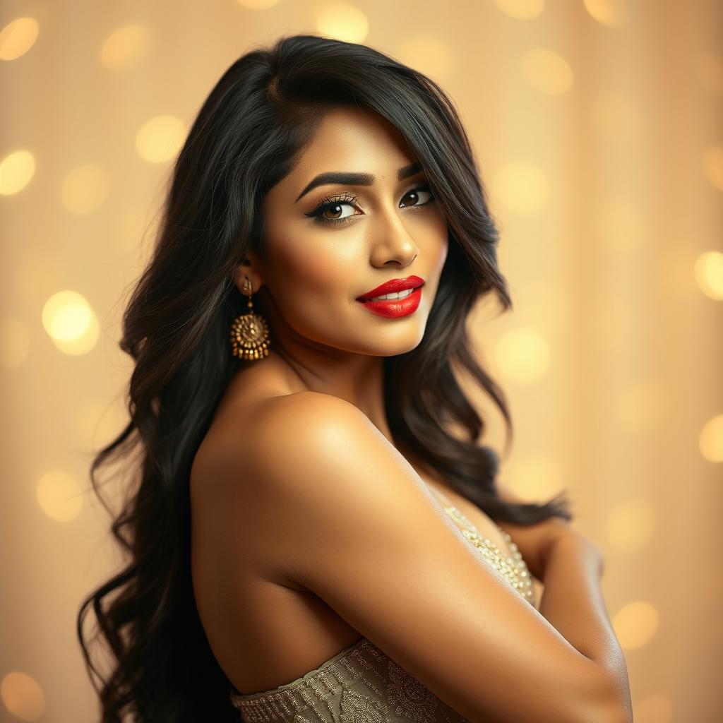 A stunning, artistic portrayal of a woman inspired by the singing style of Neha Kakkar, capturing her essence with a sexy and confident demeanor