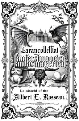 A black and white illustration in the style of the 1800s, featuring intricate details and a vintage aesthetic