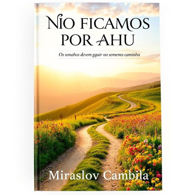 A beautiful and evocative book cover for "NÃO FICAMOS POR AQUI" featuring the subtitle "Os sonhos devem seguir no mesmo caminho" by Miraslov Cambila