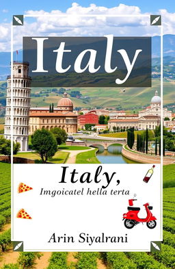 A beautifully designed cover featuring iconic Italian landmarks like the Leaning Tower of Pisa, the Colosseum, and Venice's canals