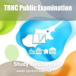 A visually striking e-book cover for 'TRNC Public Examination Study Resources and Questions'