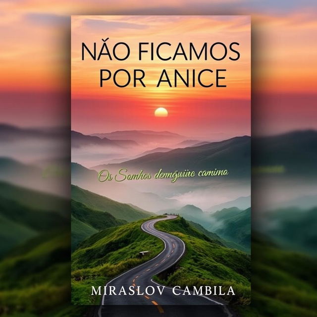 A striking book cover for "NÃO FICAMOS POR AQUI" with the subtitle "Os sonhos devem seguir no mesmo caminho" by Miraslov Cambila