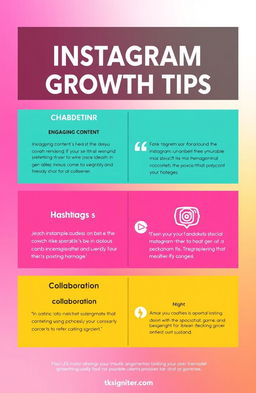 A visually appealing Instagram growth tips guide, featuring a modern design with vibrant colors