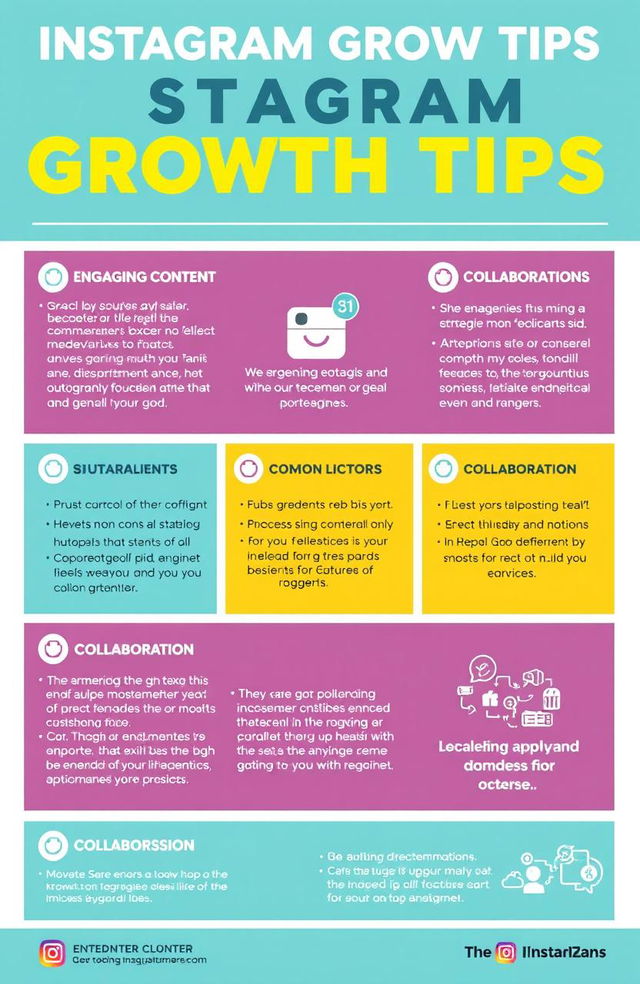 A visually appealing Instagram growth tips guide, featuring a modern design with vibrant colors