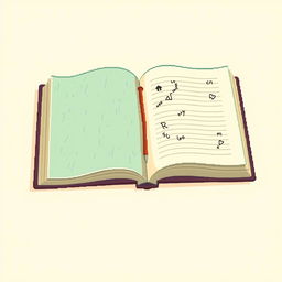 A pixel art representation of an open notebook spread on a flat surface
