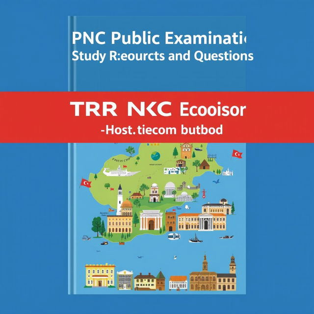 A visually striking e-book cover for 'TRNC Public Examination Study Resources and Questions'