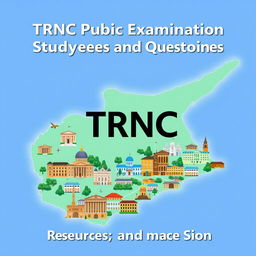 A visually striking e-book cover for 'TRNC Public Examination Study Resources and Questions'