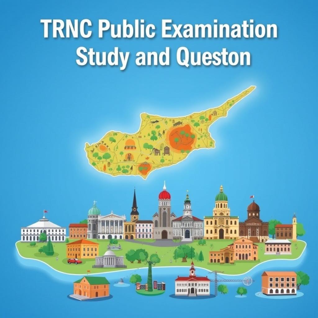 A visually striking e-book cover for 'TRNC Public Examination Study Resources and Questions'