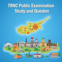 A visually striking e-book cover for 'TRNC Public Examination Study Resources and Questions'