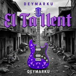 A song cover for "El Talent" by artist DeyMarKu, featuring the title in diamond-studded gangster-style lettering in purple