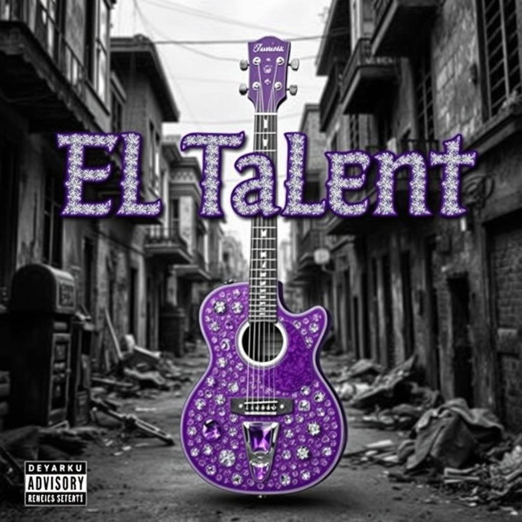 A song cover for "El Talent" by artist DeyMarKu, featuring the title in diamond-studded gangster-style lettering in purple