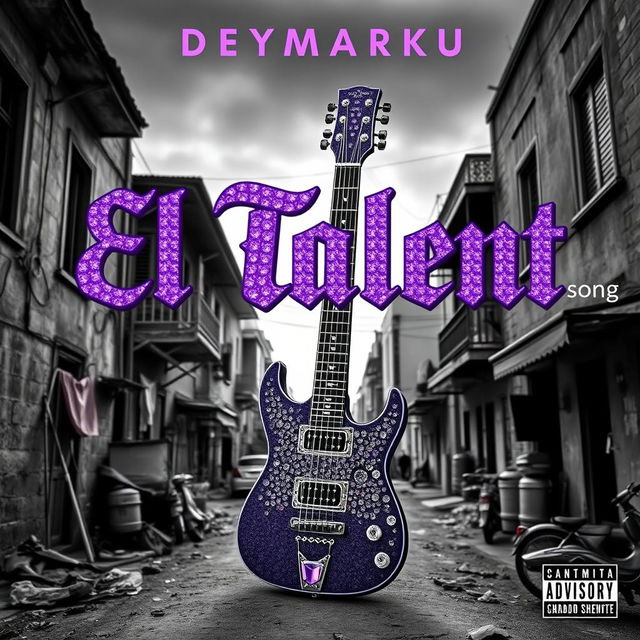 A song cover for "El Talent" by artist DeyMarKu, featuring the title in diamond-studded gangster-style lettering in purple