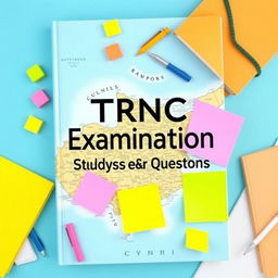 A colorful and engaging e-book cover design for 'TRNC Public Examination Study Resources and Questions'