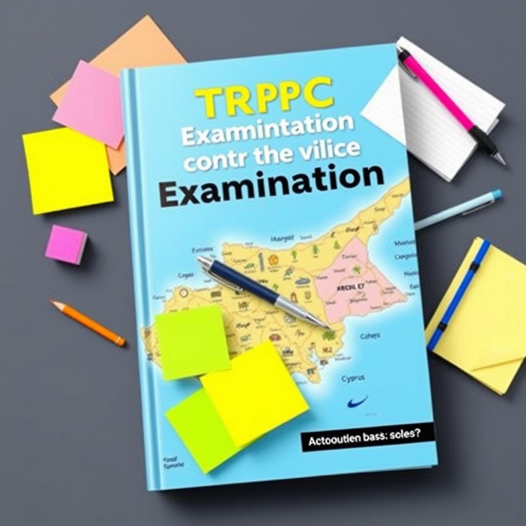 A colorful and engaging e-book cover design for 'TRNC Public Examination Study Resources and Questions'