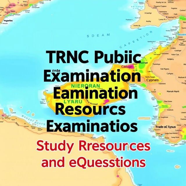 A vibrant e-book cover for 'TRNC Public Examination Study Resources and Questions'