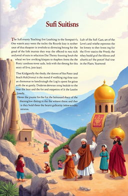 A beautifully illustrated biography of a prominent Sufi saint, showcasing their life journey, teachings, and influence on spirituality
