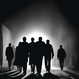 A thought-provoking image showing people in darkness intentionally ignoring the light that is prominently ahead of them