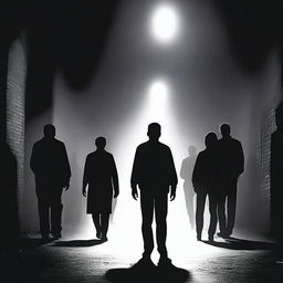 A thought-provoking image showing people in darkness intentionally ignoring the light that is prominently ahead of them