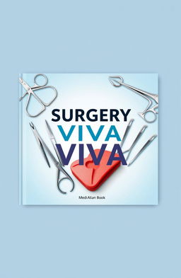 A beautifully designed book cover for a medical textbook titled 'Surgery Viva'