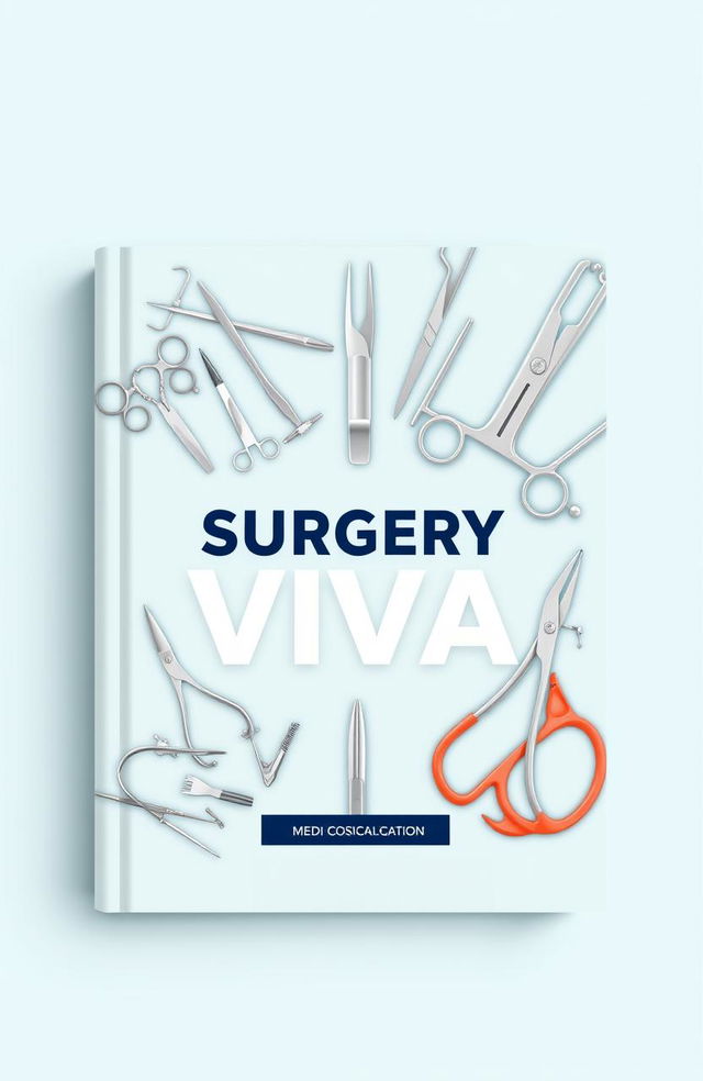 A beautifully designed book cover for a medical textbook titled 'Surgery Viva'