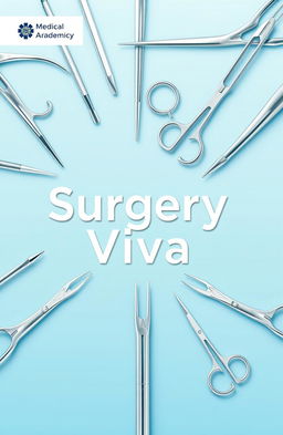 A beautifully designed book cover for a medical textbook titled 'Surgery Viva'