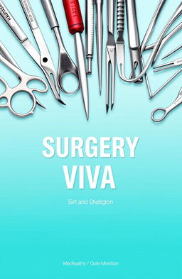 A beautifully designed book cover for a medical textbook titled 'Surgery Viva'