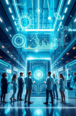 An imaginative representation of quantum technology transforming businesses and management practices