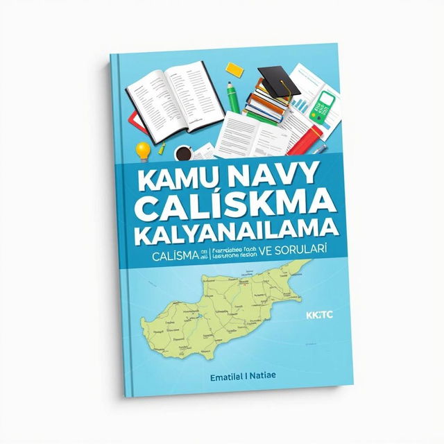 Design an attractive e-book cover for 'KKTC Kamu Sınavı Çalışma Kaynakları ve Soruları'