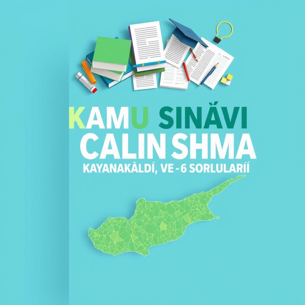 Design an attractive e-book cover for 'KKTC Kamu Sınavı Çalışma Kaynakları ve Soruları'