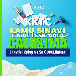 Design an attractive e-book cover for 'KKTC Kamu Sınavı Çalışma Kaynakları ve Soruları'
