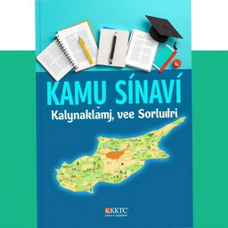 Design an appealing e-book cover for 'KKTC Kamu Sınavı Çalışma Kaynakları ve Soruları'