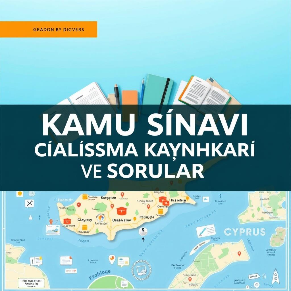 Design an appealing e-book cover for 'KKTC Kamu Sınavı Çalışma Kaynakları ve Soruları'