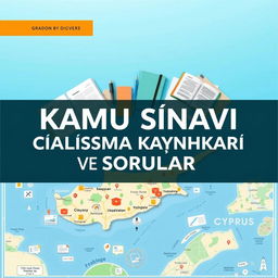 Design an appealing e-book cover for 'KKTC Kamu Sınavı Çalışma Kaynakları ve Soruları'
