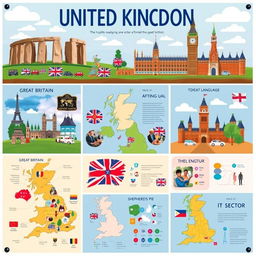 A captivating poster about the United Kingdom with distinct sections and no text